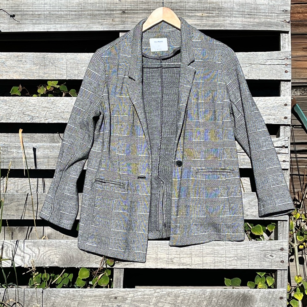 Old Navy Plaid Knit Blazer Small